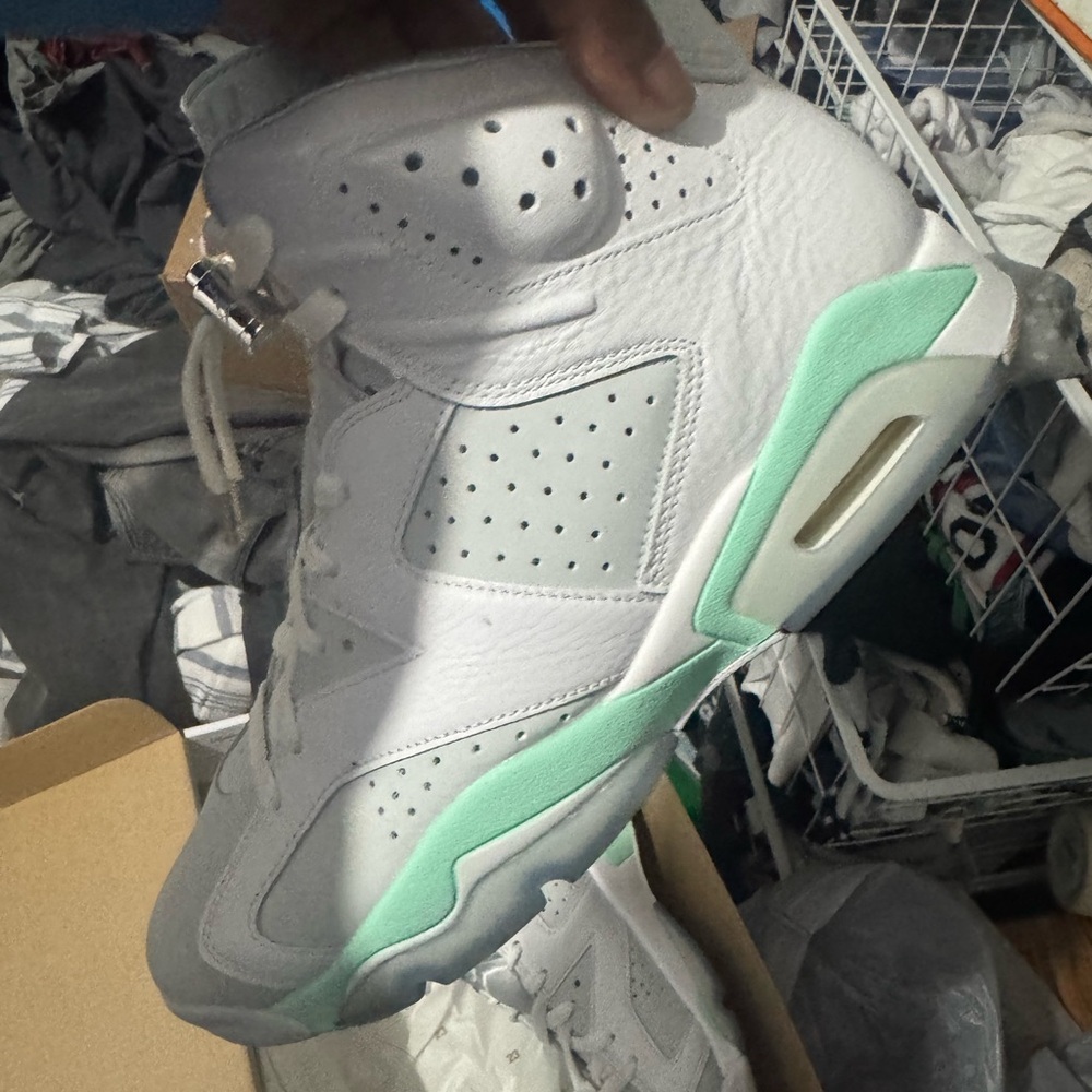 White and Mint High-Top Sneakers